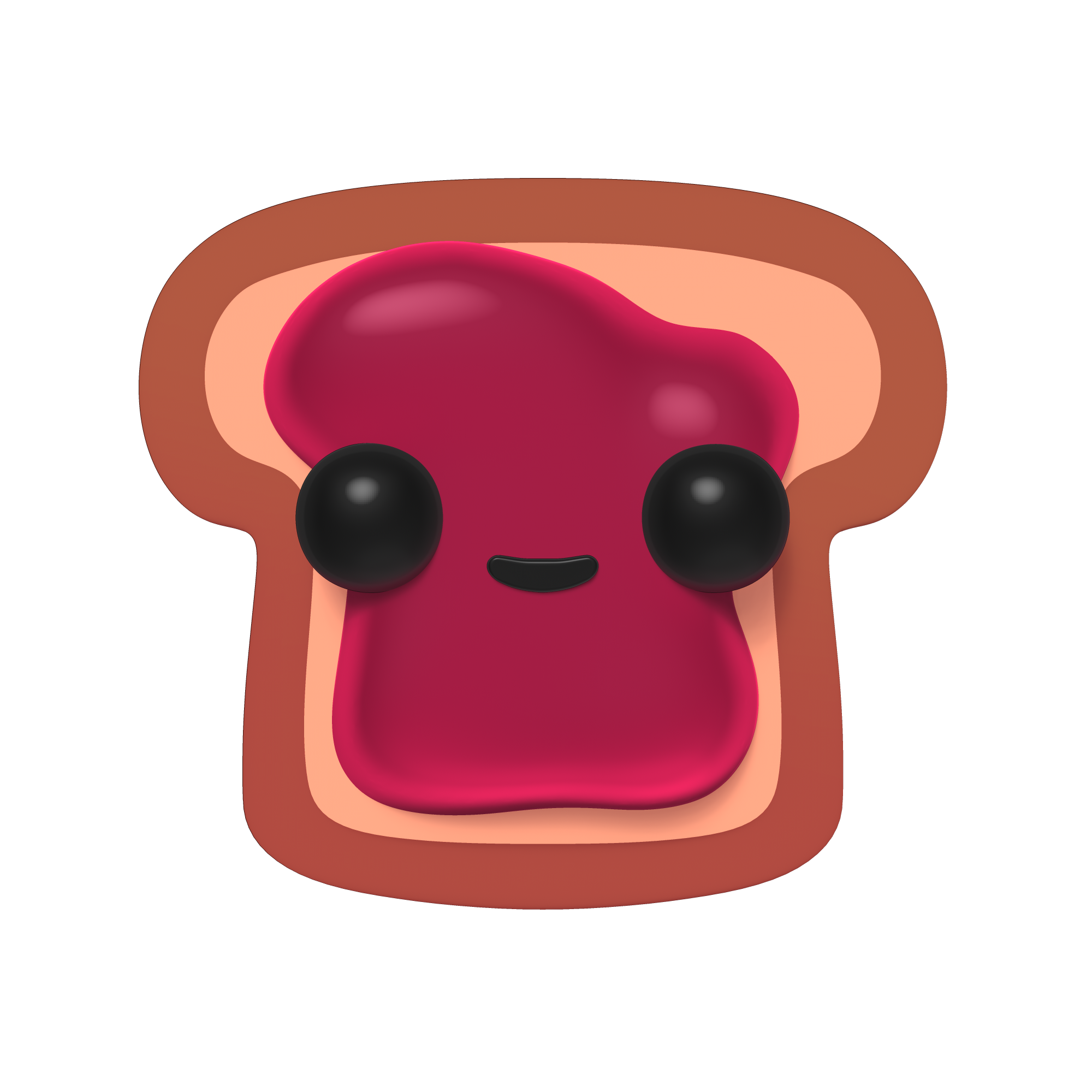 An image of toast with red Jam with a smiling face